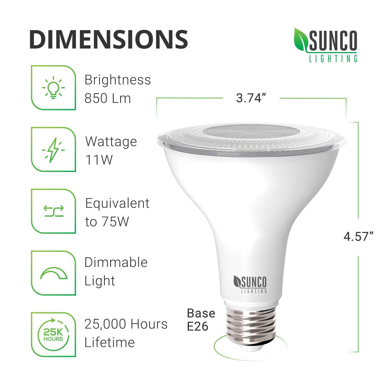Sunco Lighting 10 Pack PAR30 Dimmable LED Bulb