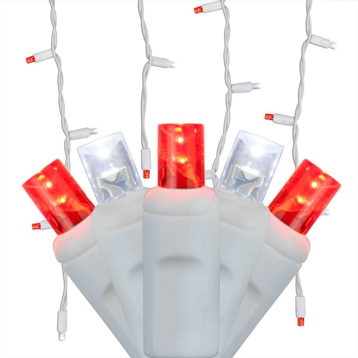 70 5mm Red Cool White LED Icicle Lights