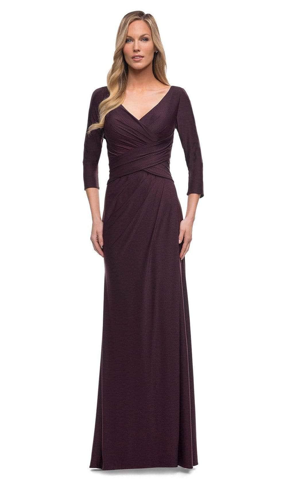 Ruche-Ornate V-Neck Evening Dress 29223SC