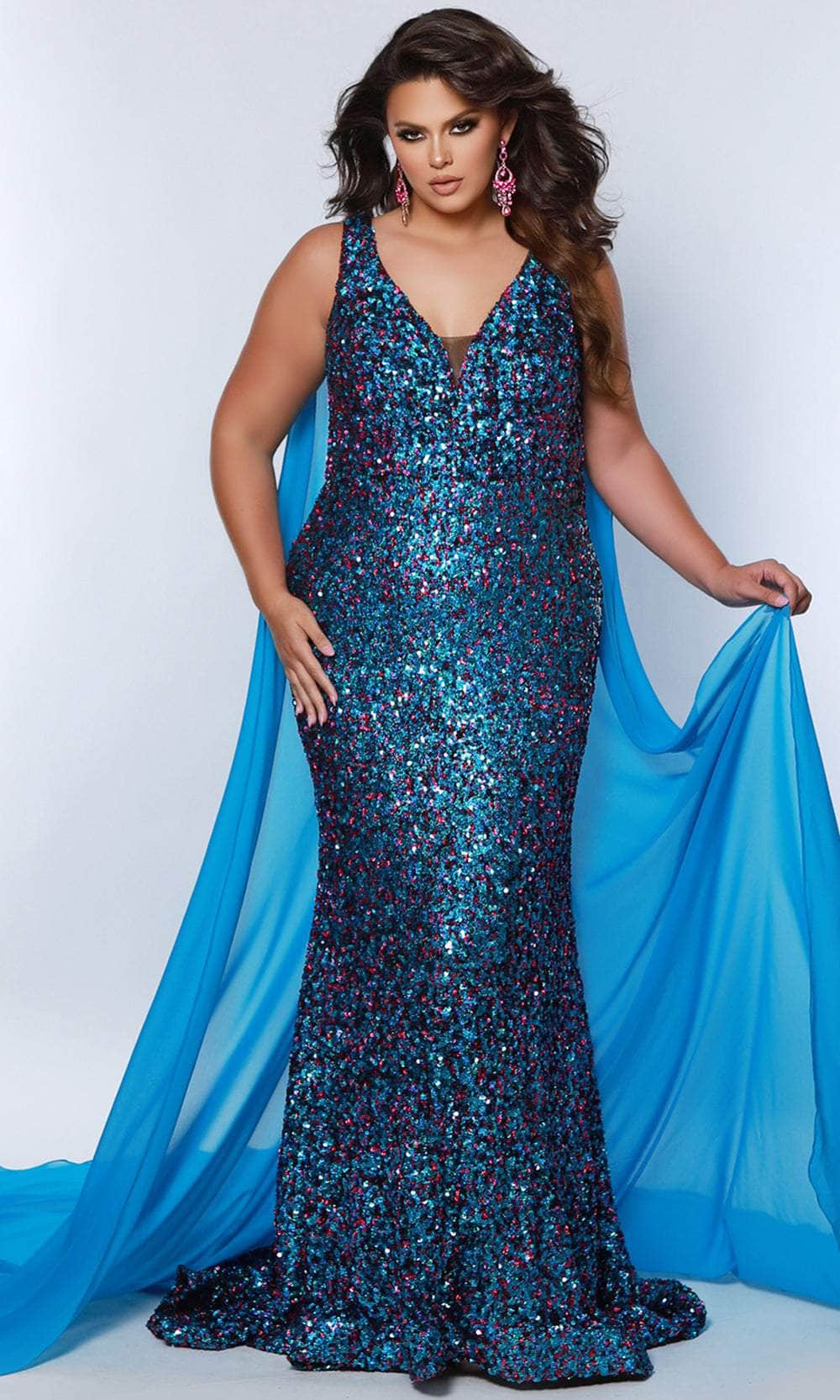 V-Neck Sleeveless Evening Gown