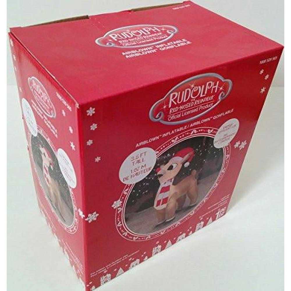 Airblown Standing Rudolph W Santa Hat & Scarf Iatable Gemmy Industries