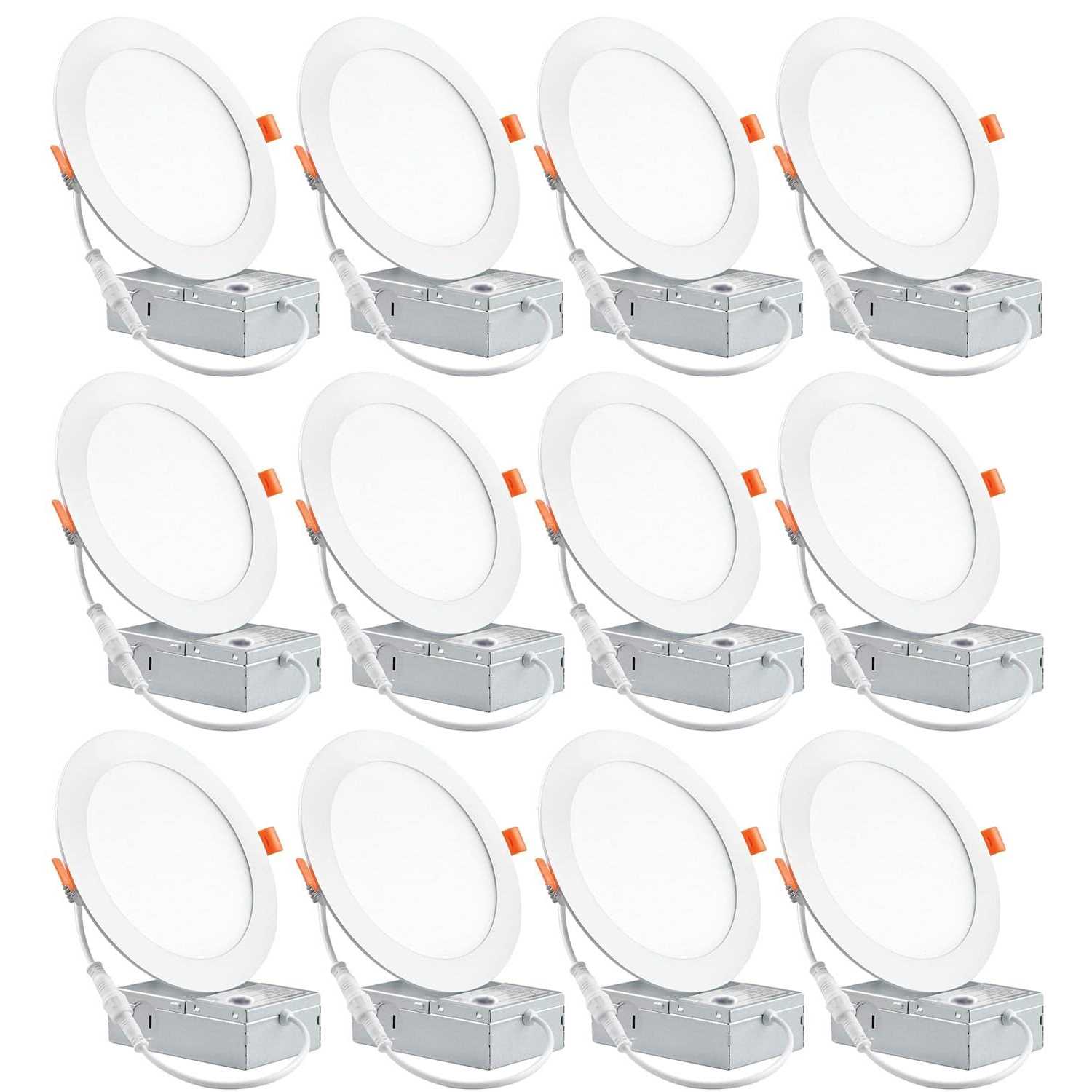 12 Pack recessed lighting 6 inch,led ceiling lights 6 inch with Junction Box