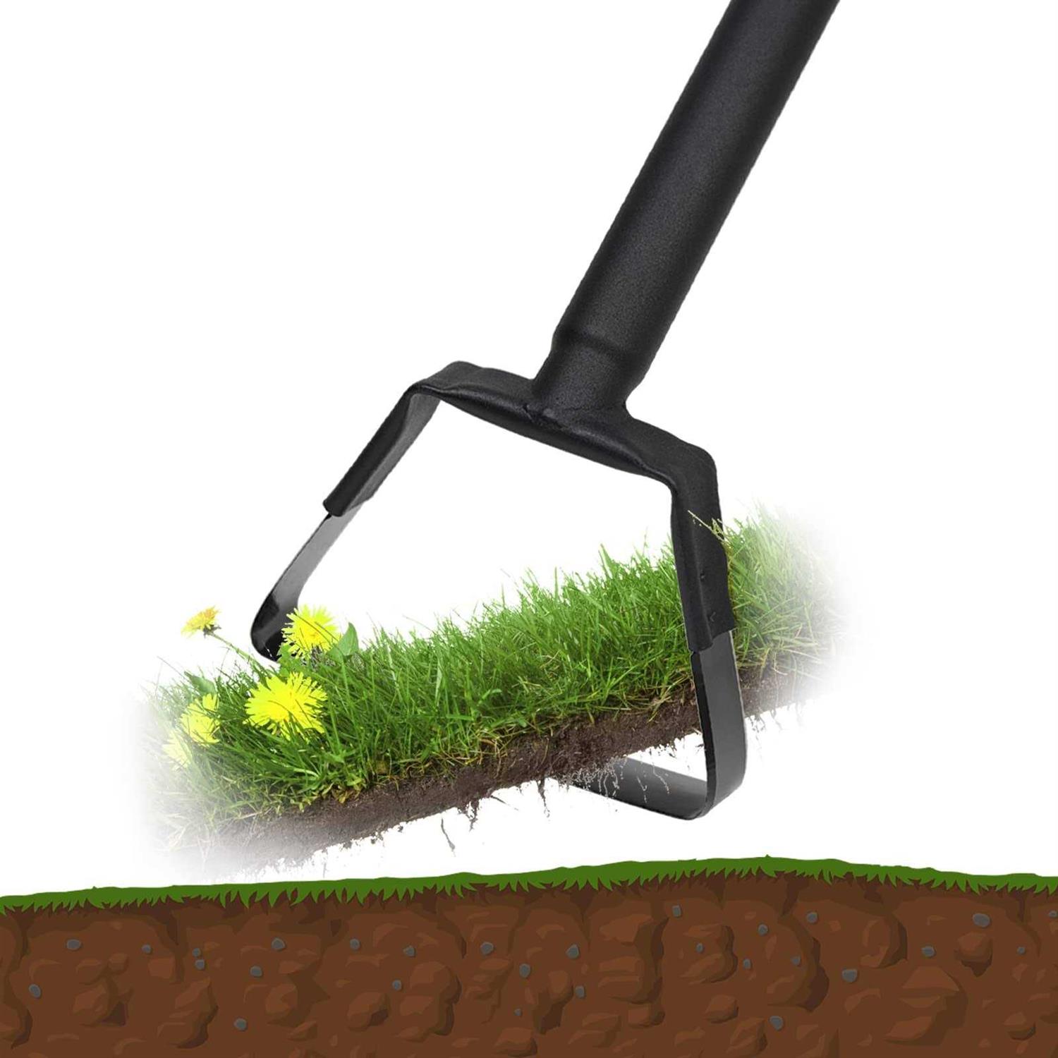 Weeding Hoe Gardening Tools Black Long Handle Heavy Duty Stainless Steel,Stirrup Hoe for Weeding and Loosening Soil