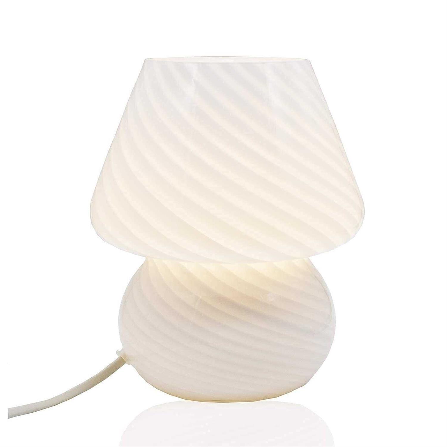 Translucent Table Mushroom Lamp Italian Style Modern Striped Glass Bedside Lamps Desk Light