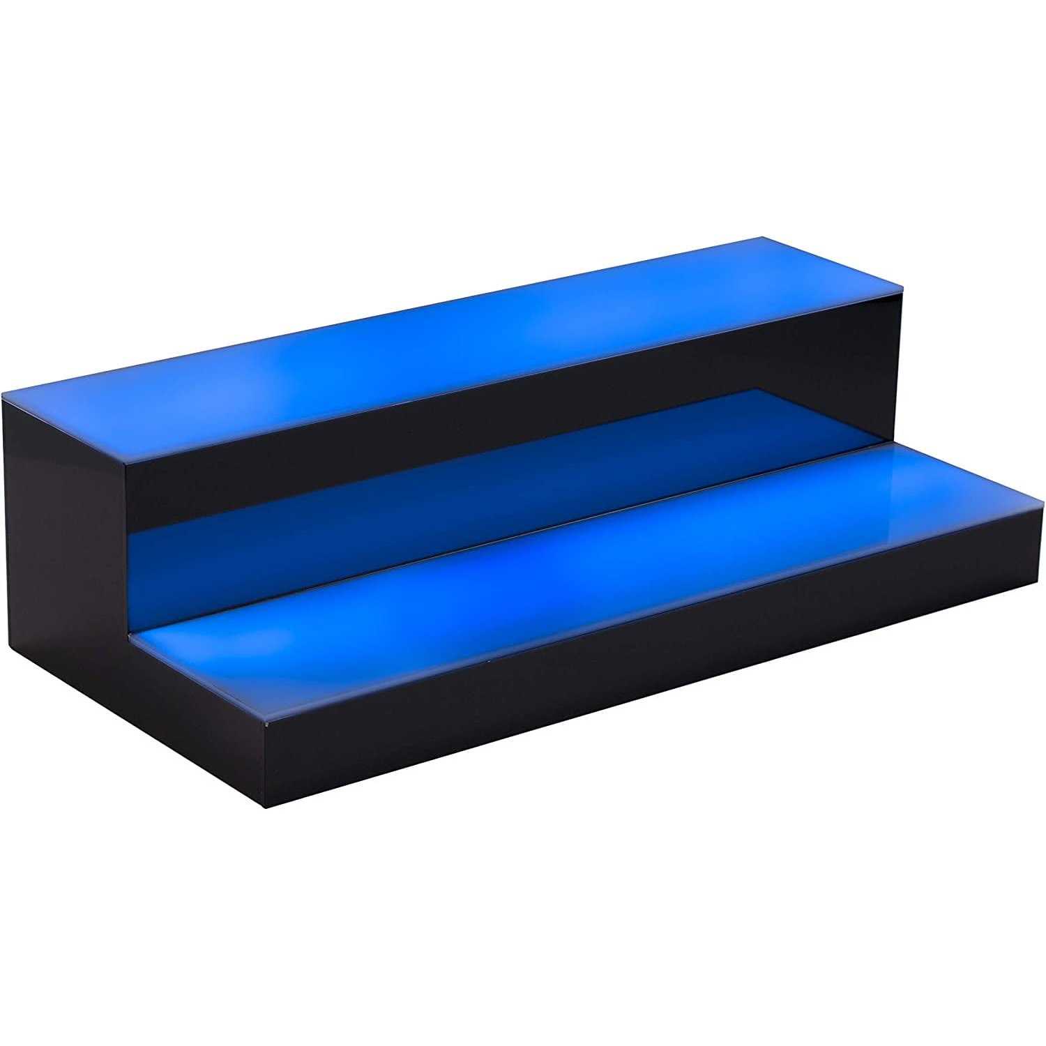 Barsquad LED Lighted Bar Shelf 16in 2 Step Illuminated Liquor Bottle Display Shelf