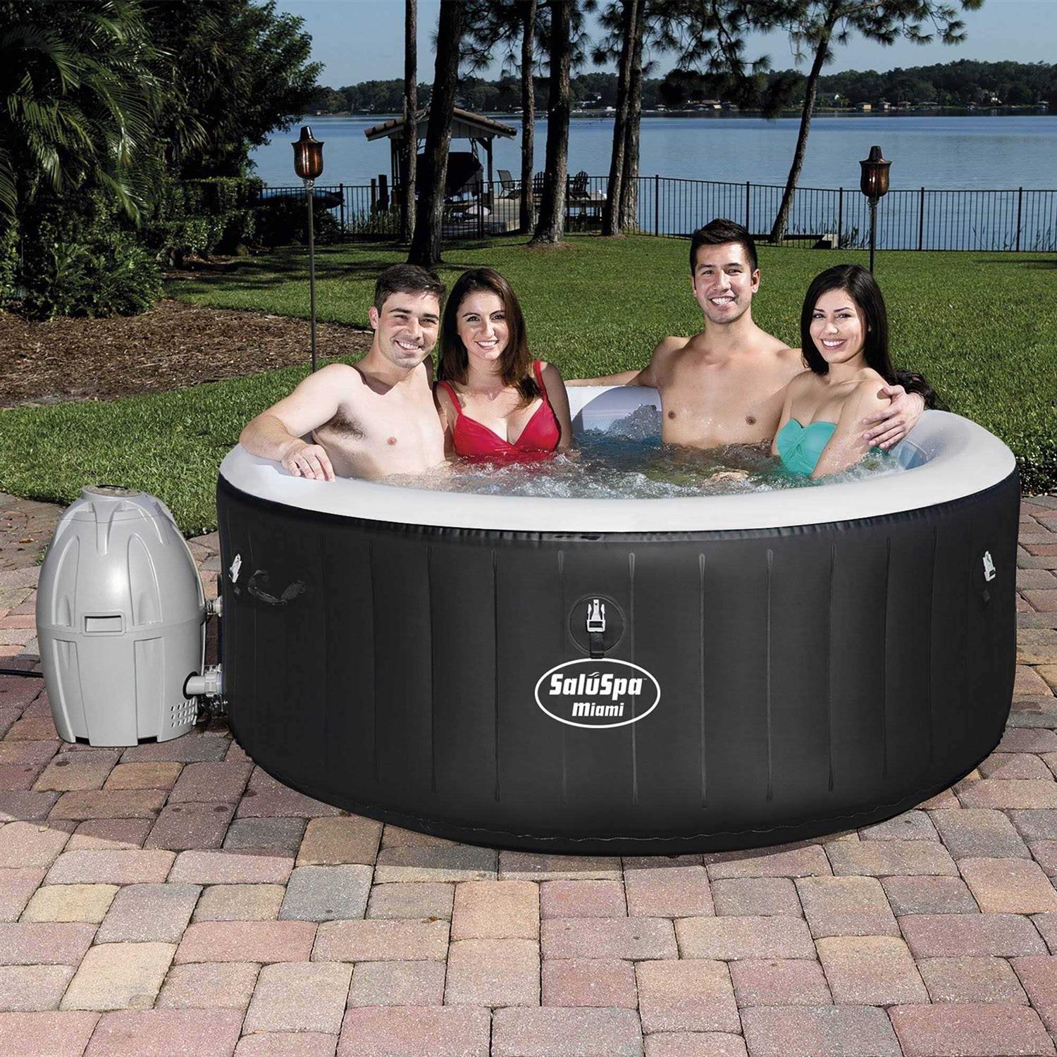 Bestway Miami SaluSpa 4 Person Iatable Round Hot Tub with 140 AirJets