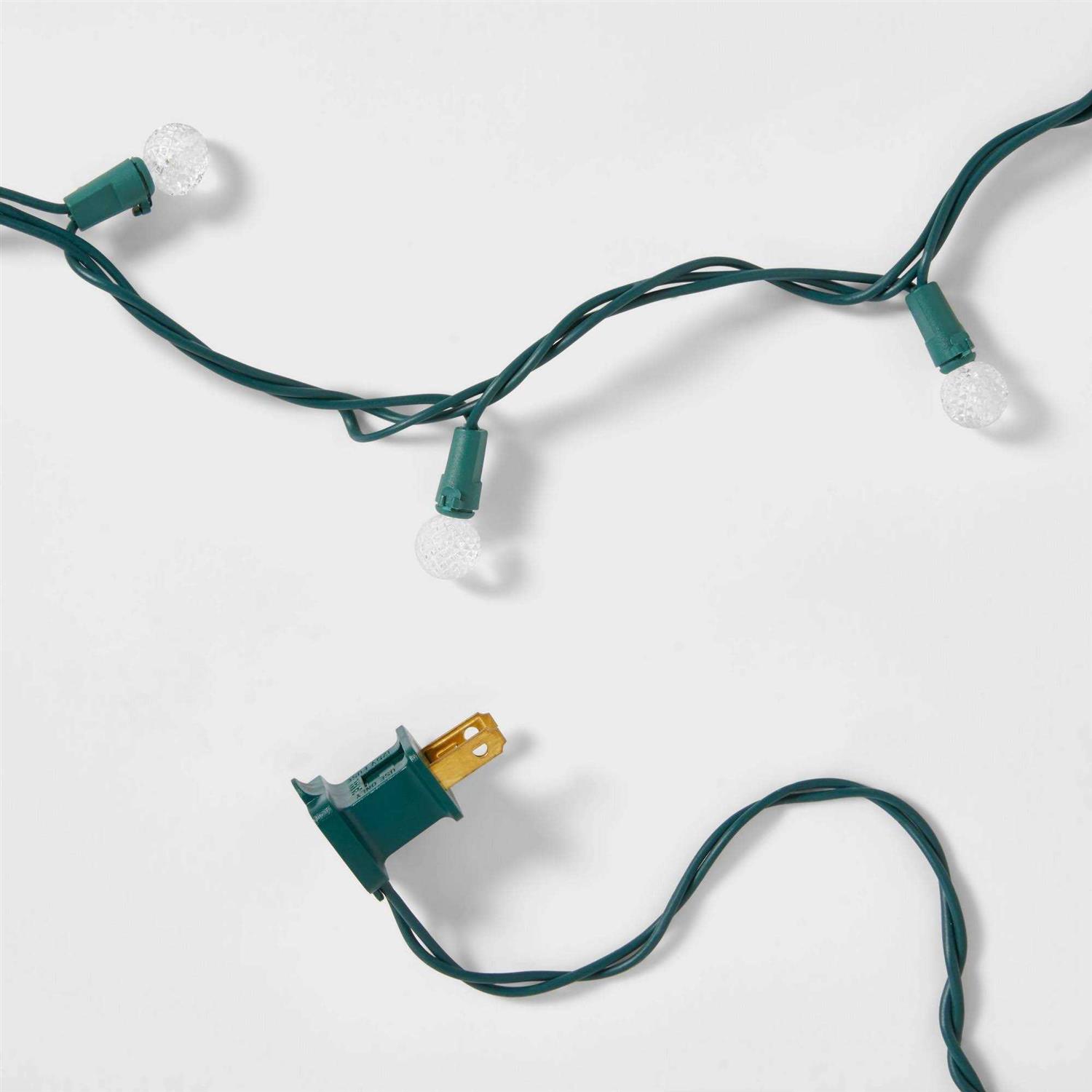 Wondershop 60ct LED Faceted Sphere Christmas String Lights Warm White with Green Wire