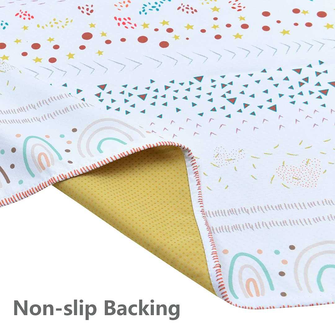 Splat Mat for Under High Chair/Arts/Crafts, WOMUMON Washable Spill Mat Waterproof Floor Protector Splash Mat, Messy Mat and Table Cloth