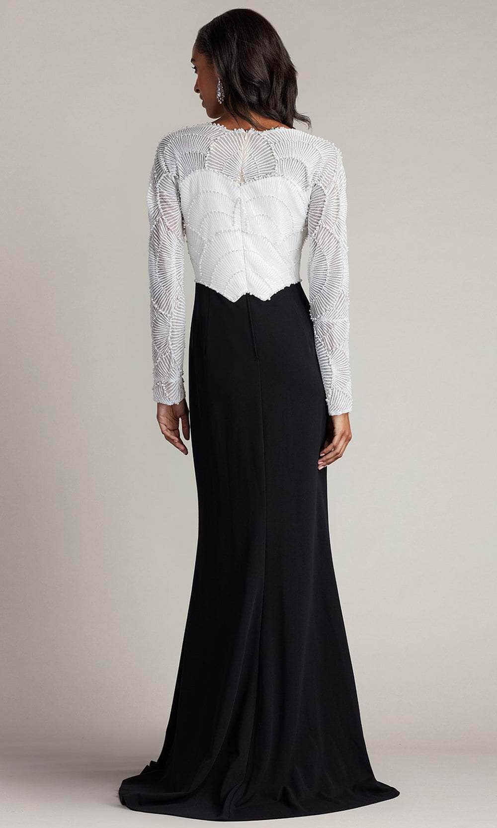 Pearl Embellished Long Sleeve Evening Gown