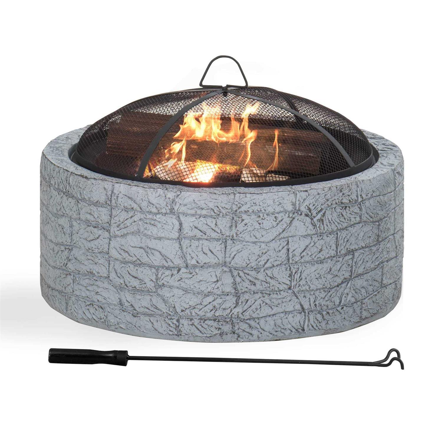 Sunjoy Stone 26 inch Round Wood-Burning Fire Pit