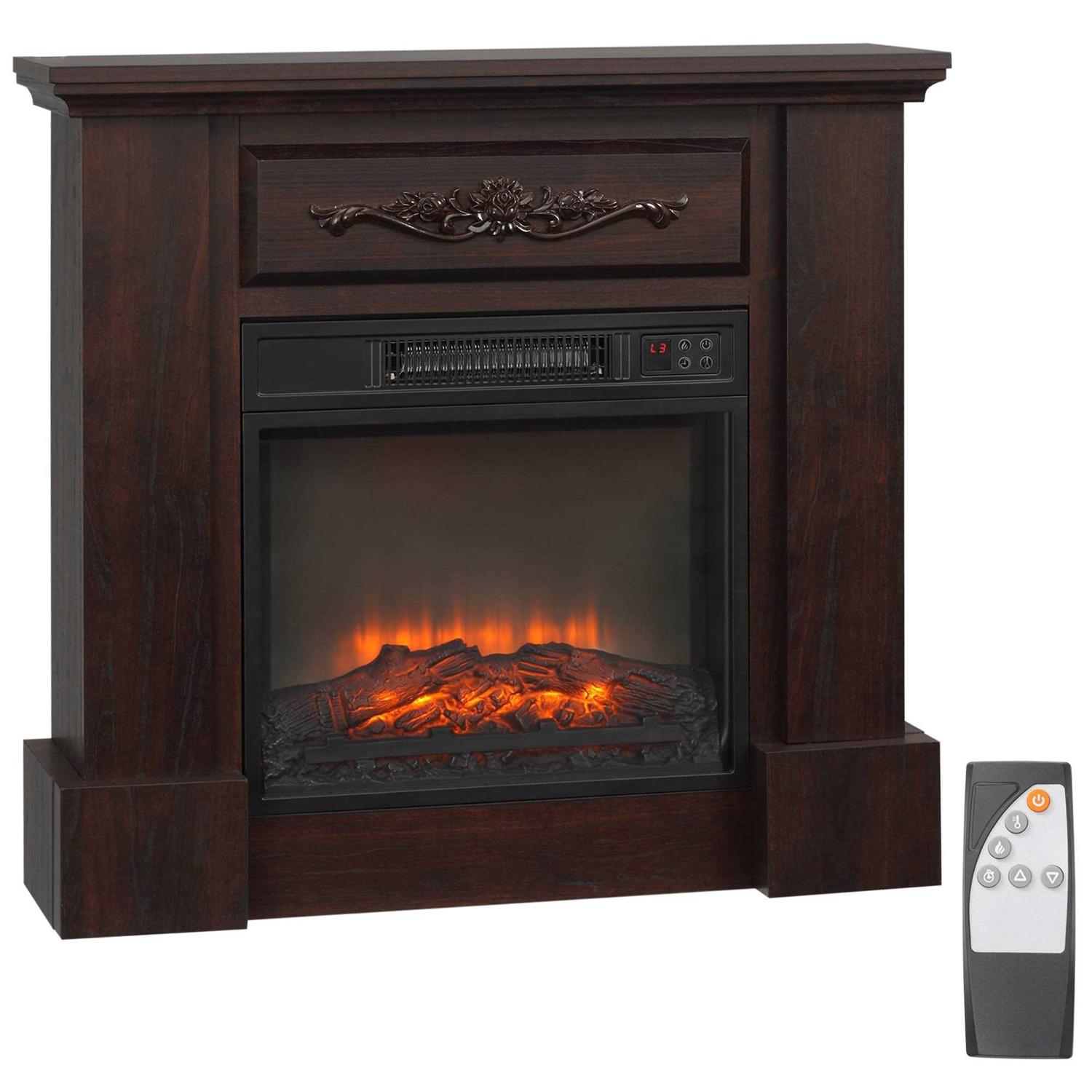HOMCOM Electric Fireplace with Mantel and Remote Control 820-161V01