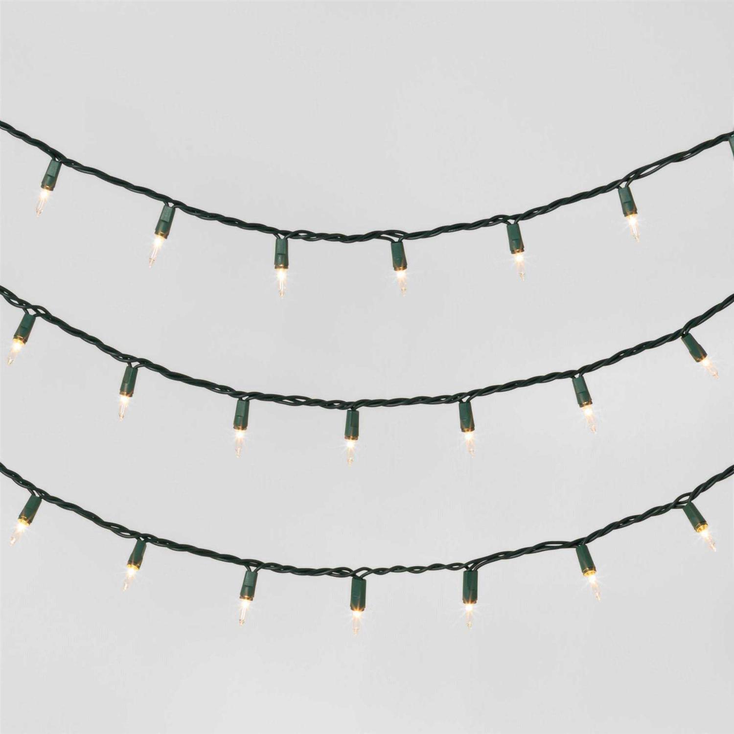 Wondershop 50ct Christmas Incandescent Mini String Lights Clear with Green Wire