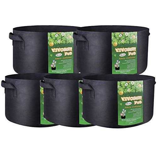 VIVOSUN 5-Pack 5 Gallon Grow Bags Plant Fabric Handles