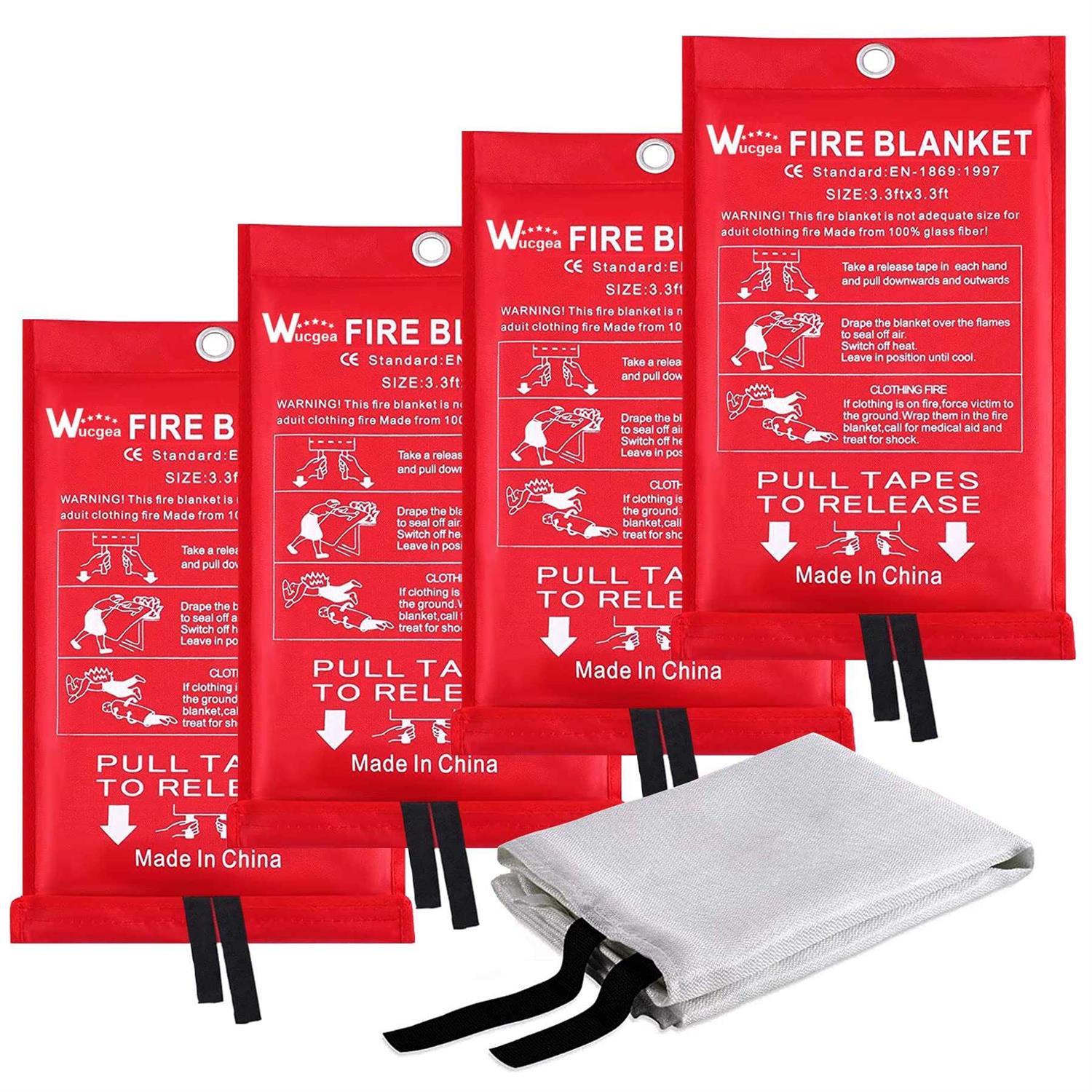 Emergency Fire Blanket for Kitchen Safety Fiberglass Fire Blankets Suppression Flame Retardant for Home School Fireplace Grill Car