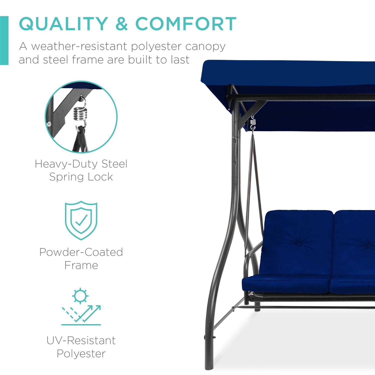 Best Choice Products 3-Seat Converting Outdoor Patio Canopy Swing Hammock