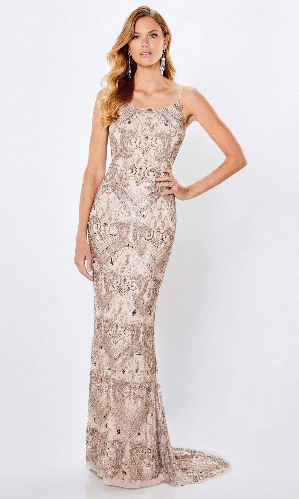 221978 Beaded Sheath Evening Dress