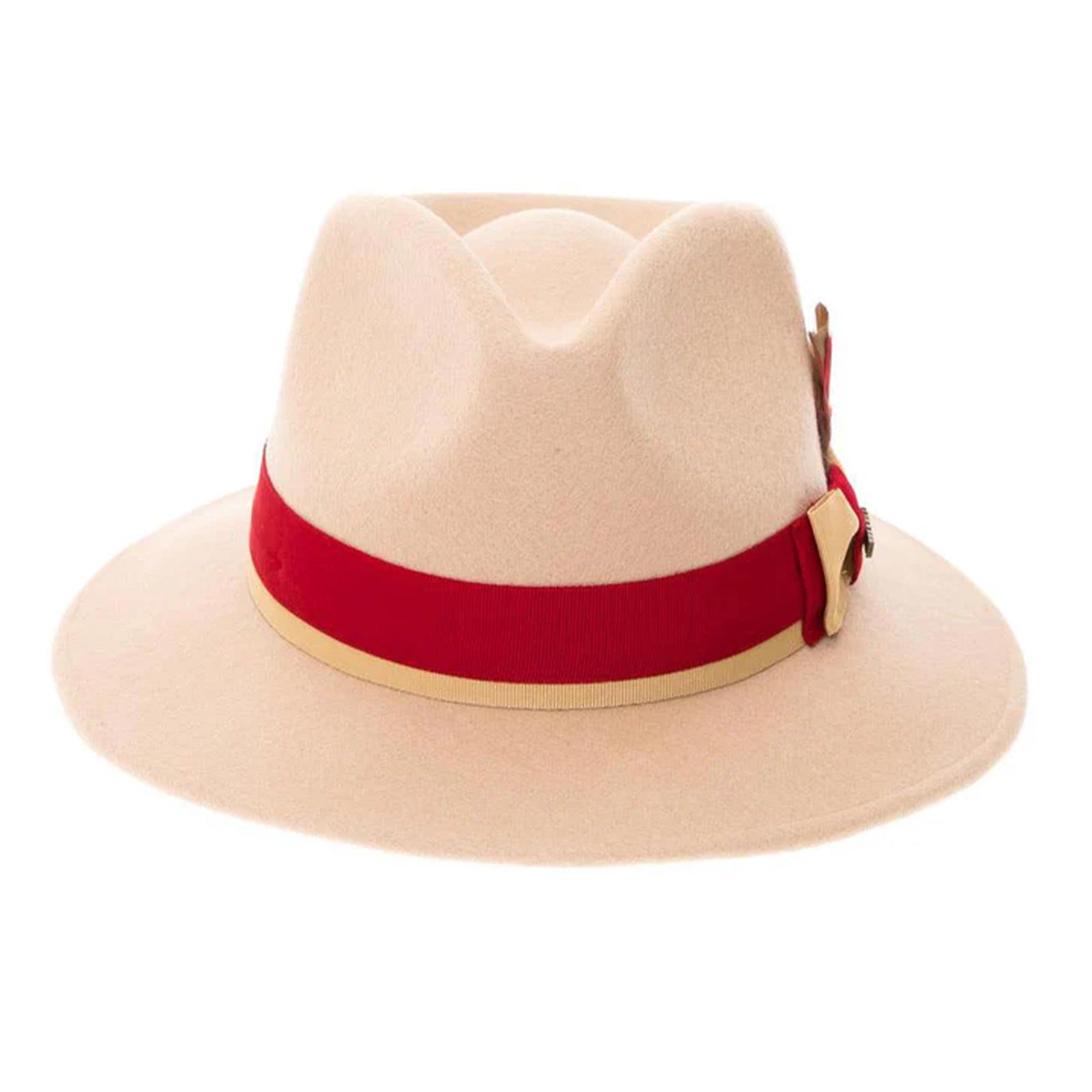 Men’s Classic Two Tone Fedora Dress Hat in Tan & Red