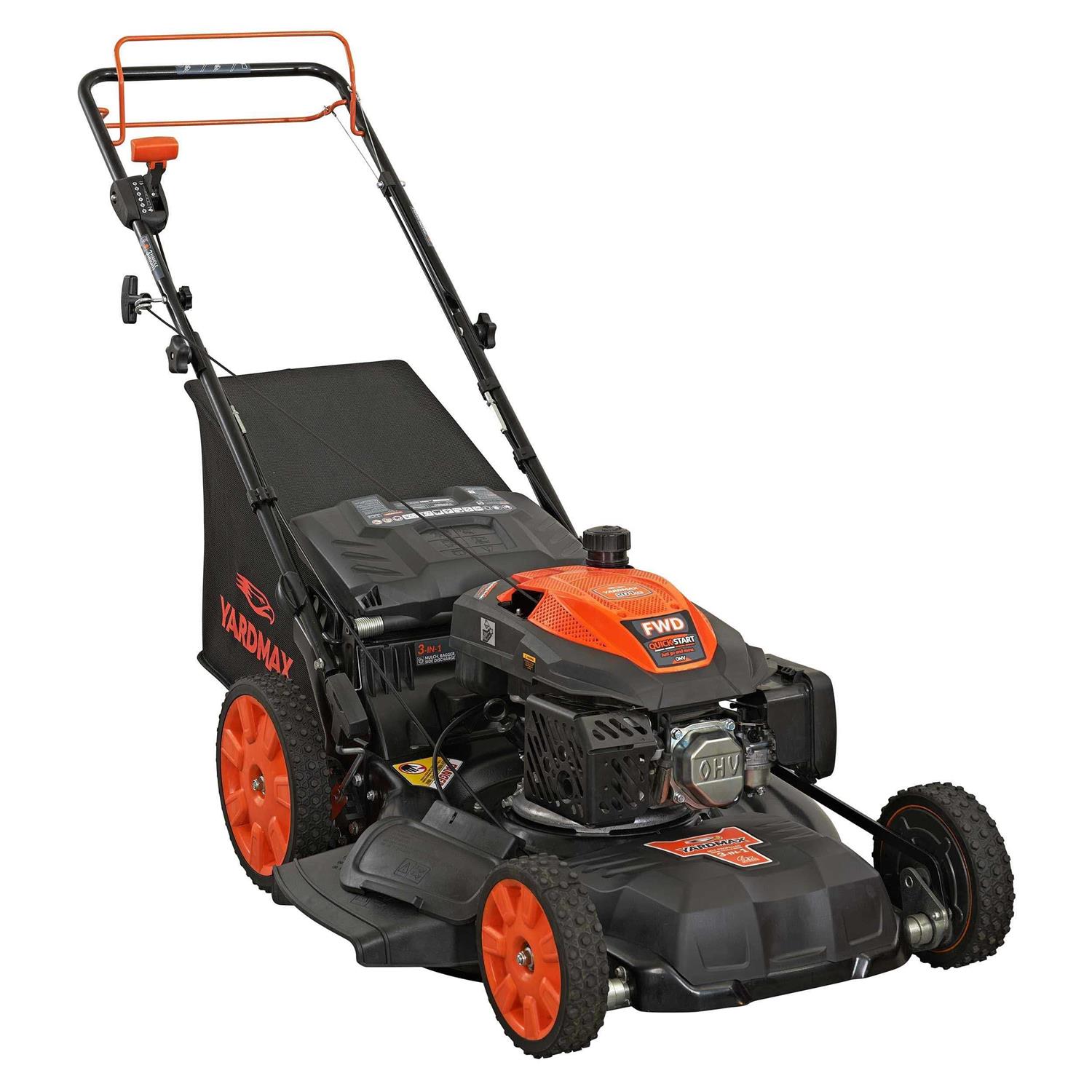 YARDMAX 22 in. 201 cc SELECT PACE 6 Speed CVT High Wheel FWD 3-in-1 Gas Walk Behind Self Propelled Lawn Mower