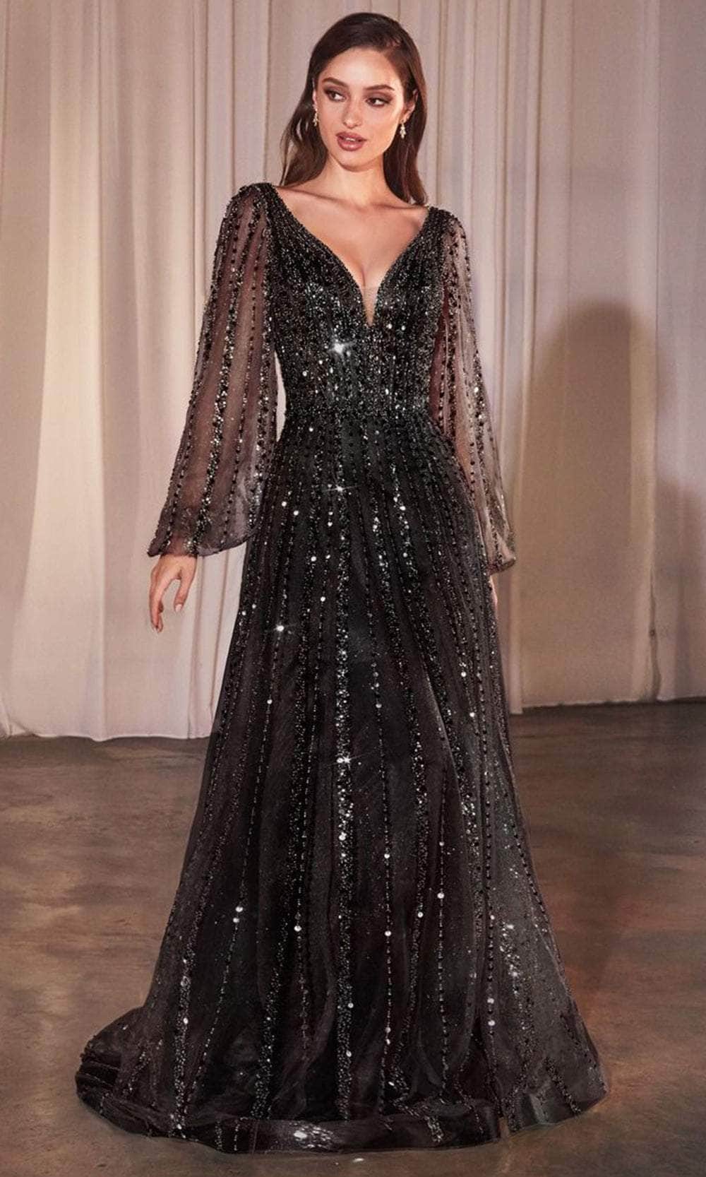 Bishop Sleeve Sheer Evening Gown