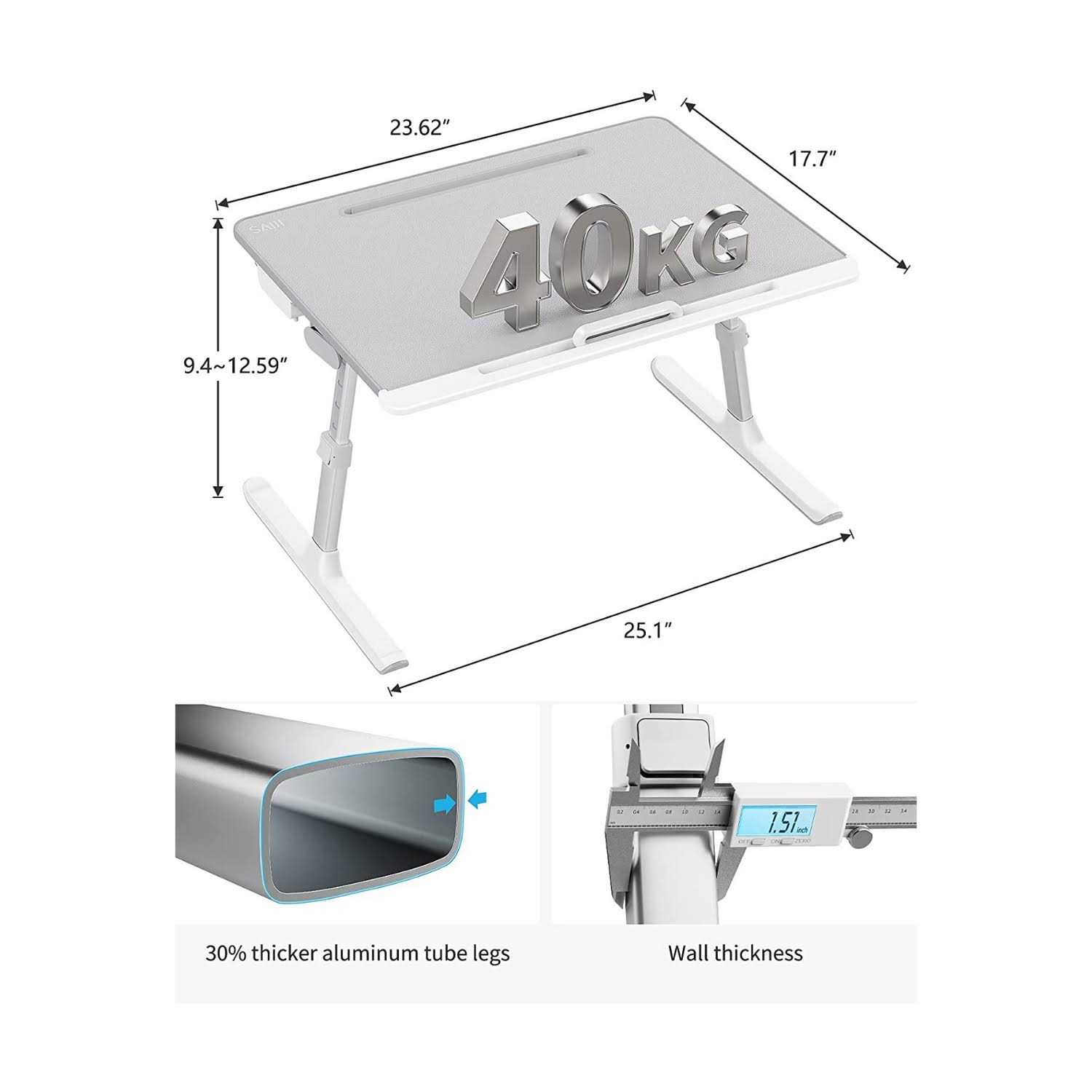 Saiji Laptop Bed Tray Desk Adjustable Laptop Stand for Bed