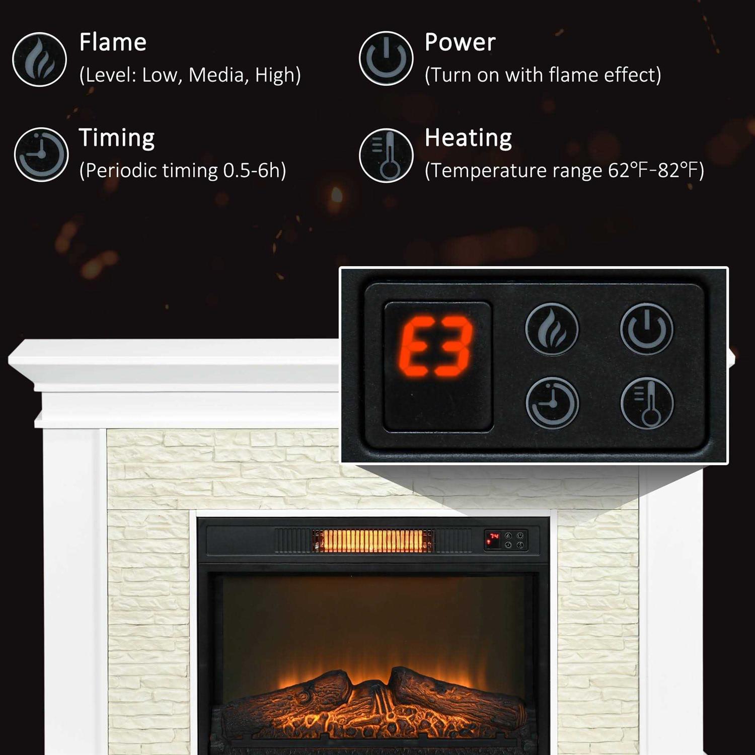 Homcom 31.5 Electric Fireplace with Mantel Remote 12H Timer 1400W