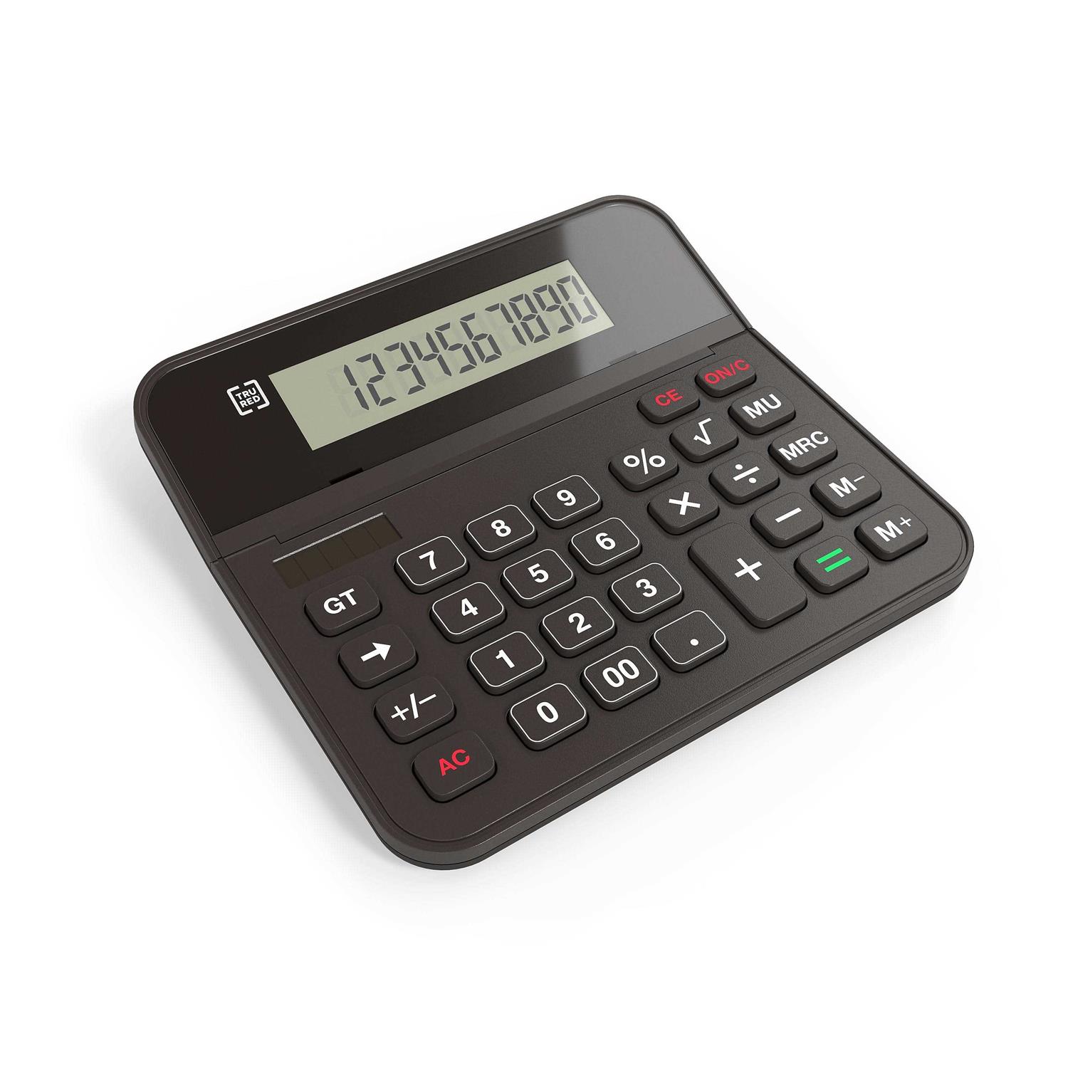 Tru RED Staples 10-Digit Battery/Solar Powered Basic Calculator