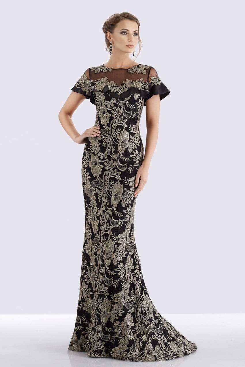 18659 Ruffle Flounce Embroidery Long Evening Dress