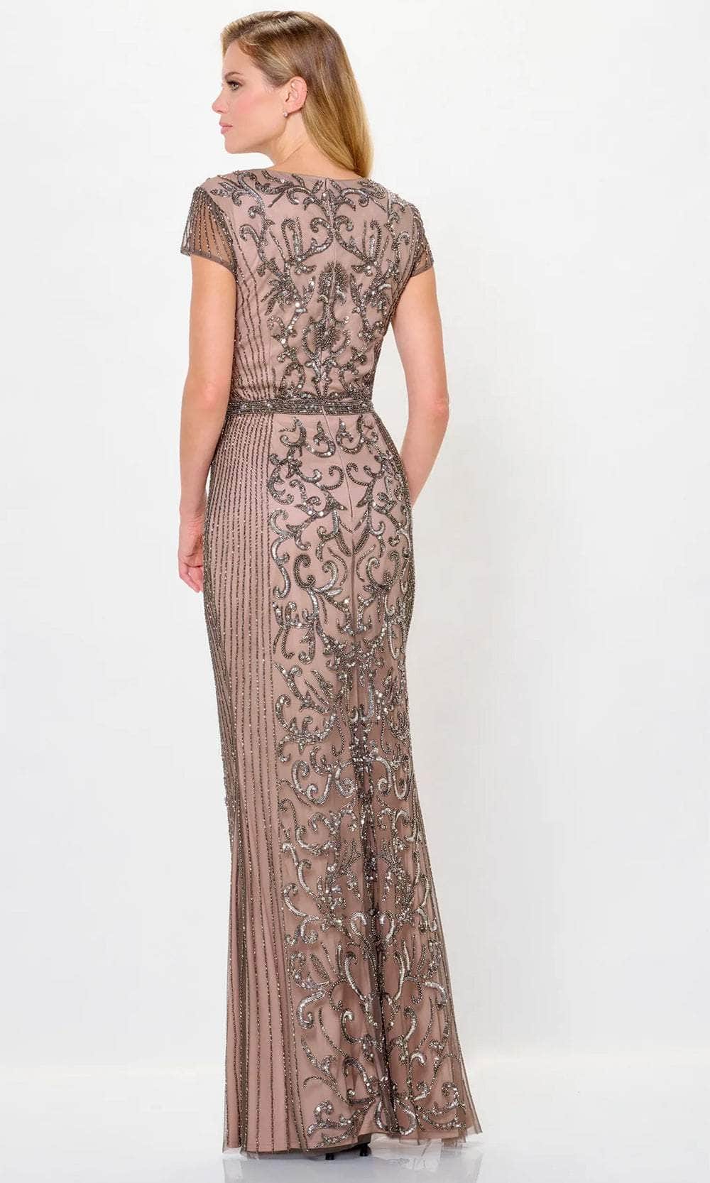 Cap Sleeve V-Neck Evening Dress