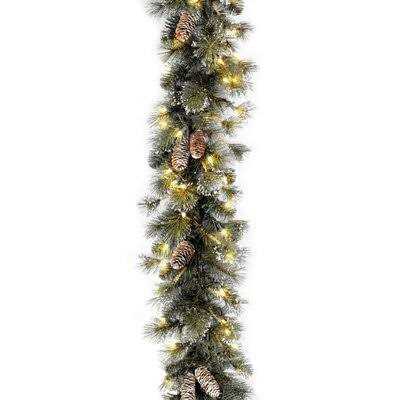 9′ Garland with 100 Clear/White Lights Three Posts