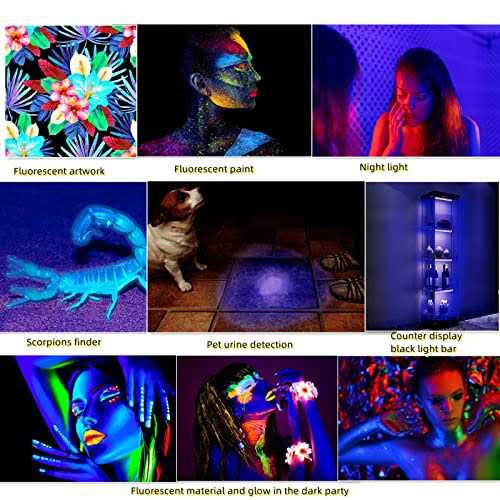 Black Light Bar 10W 1ft LED Blacklight for Fluorescent Tapestry Poster Body Paint Glow Party UV Strip Lights for Cabinet and Display Magnetic