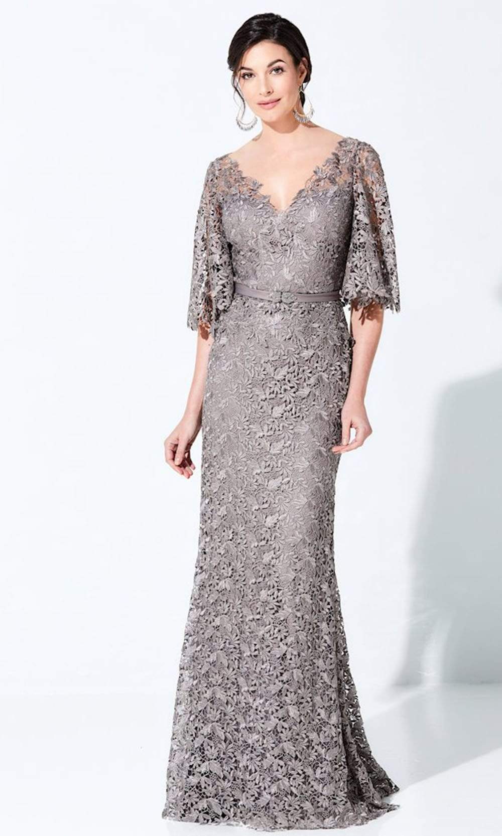 220D29 Lace V-Neck Mother of the Bride Dress