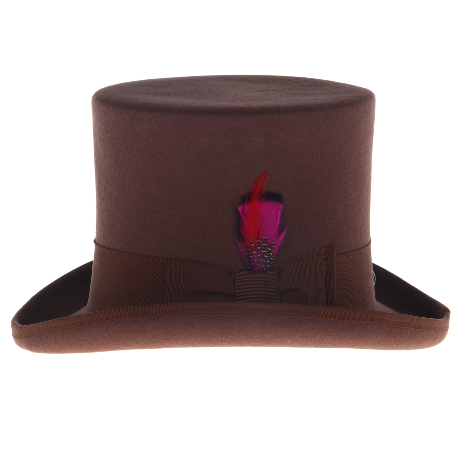 Men’s Tall 100% Wool Dress Top Hat in Brown