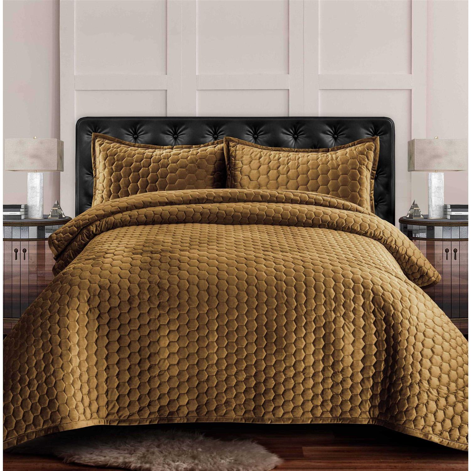 Tribeca Living Florence Velvet Oversized Solid Quilt Set