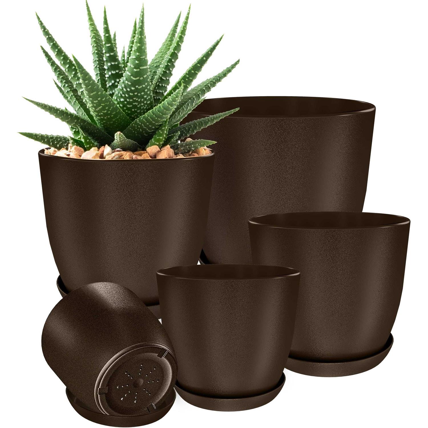 Utopia Home Plant Pots Indoor with Drainage 7/6.6/6/5.3/4.8 Inches Home Decor Flower Pots for Indoor Planter