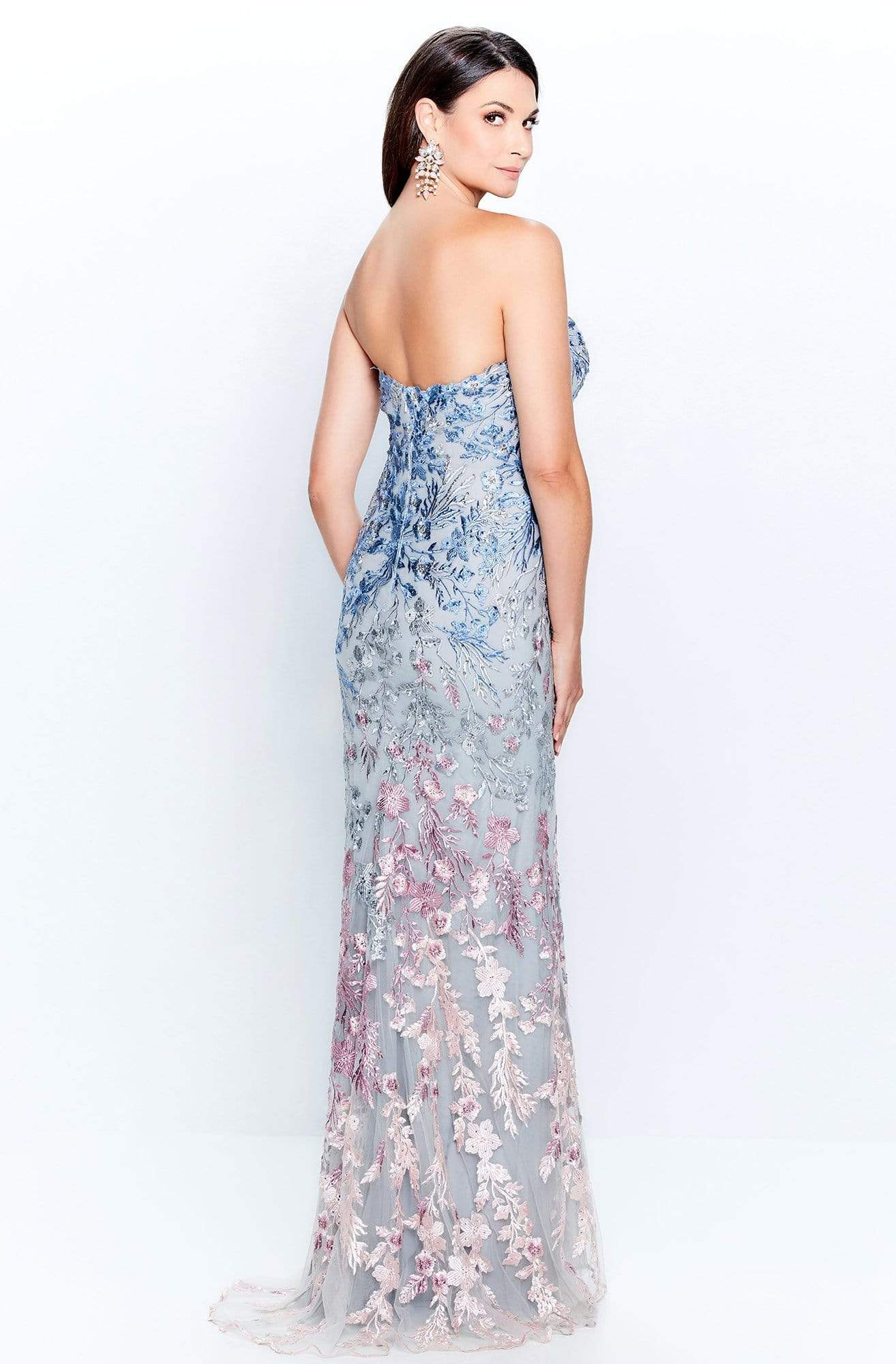 120911 Embroidered Strapless Sheath Dress