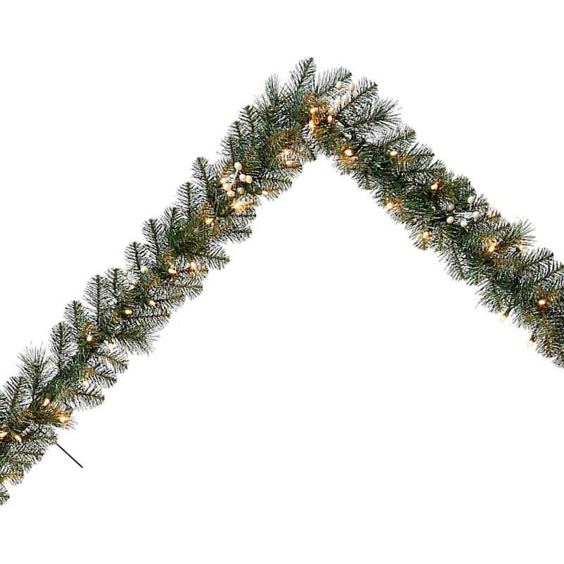 At Home Pre-Lit 5-Piece Frosted Pine Entryway Trees with Garland & Wreath