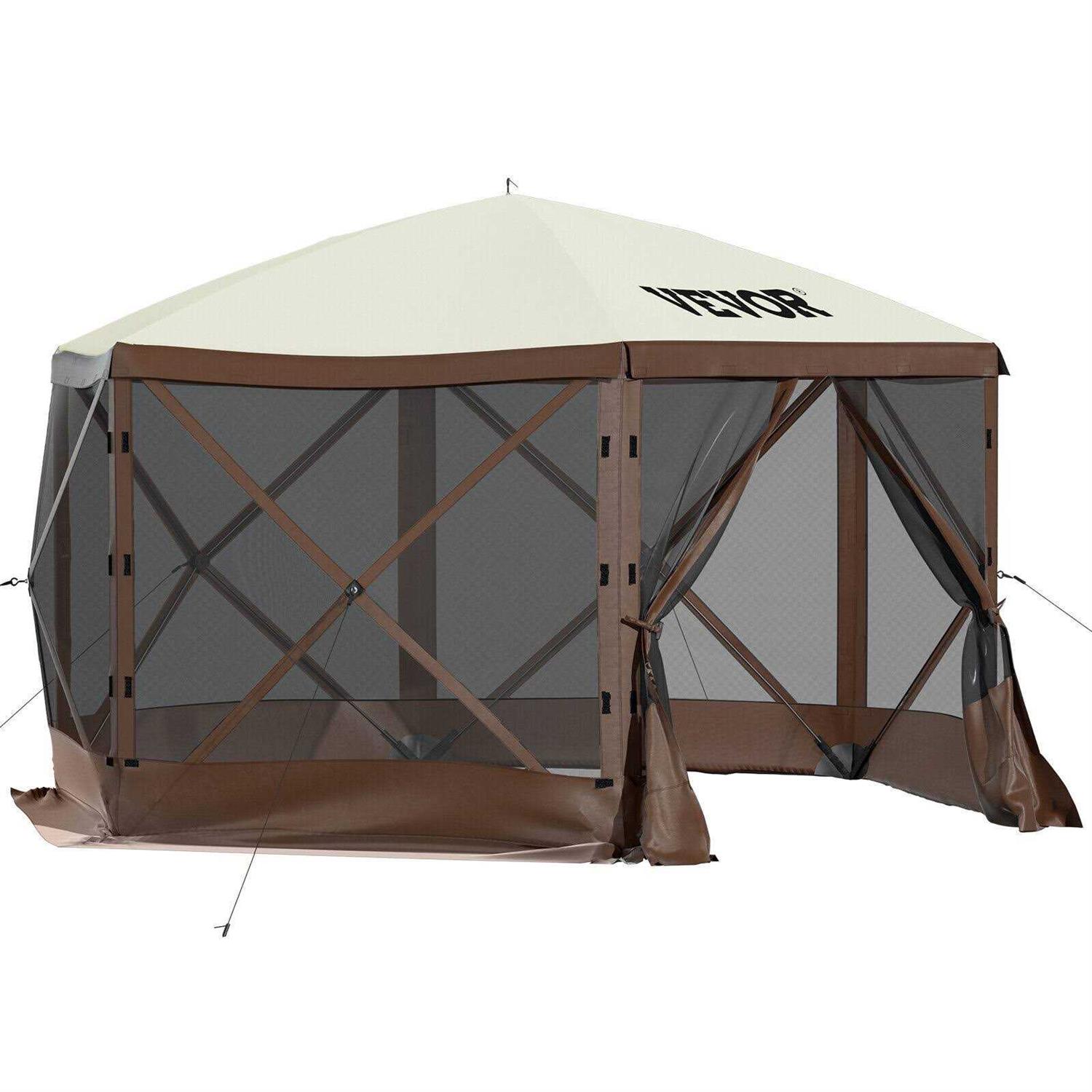 VEVOR Camping Gazebo Tent 6 Pop-up Canopy Screen Tent