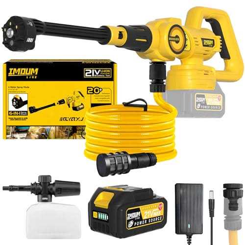 Brushless Cordless Pressure Washer,970-PSI Electric Pressure Washer with 6-in-1 Nozzle,3 Adjustable Levels Pressure Washer,21V Li-ion 4.0Ah Battery