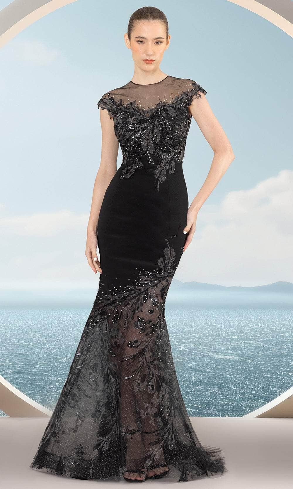 Illusion Jewel Evening Dress