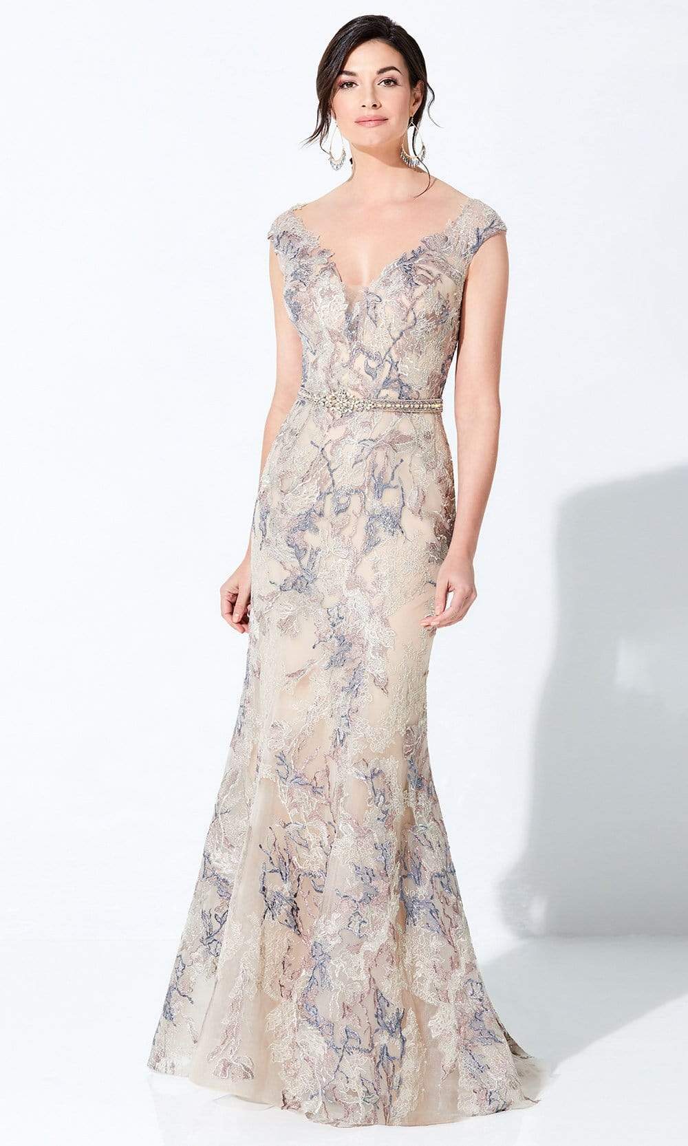 220D23 Embroidered Sheath Gown