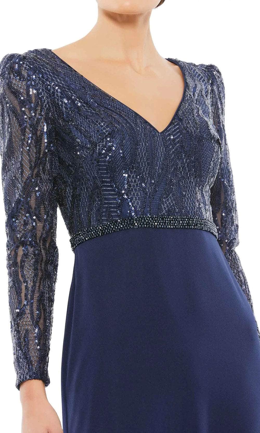 Beaded Long Sleeve Prom Gown