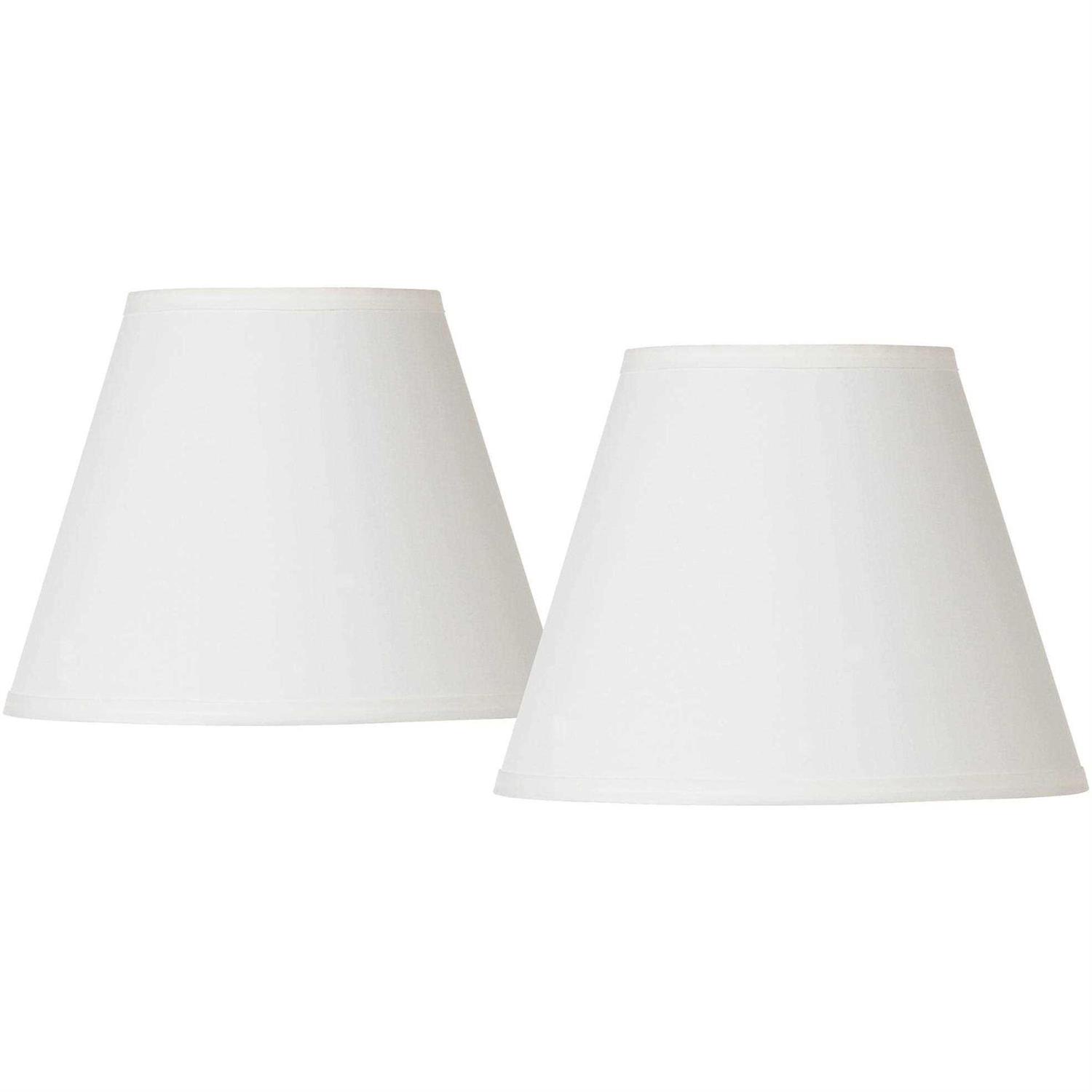 Springcrest Set of 2 Empire Lamp Shades Off-White Small 6 Top x 11 Bottom x 8.5 Slant Spider Replacement Harp and Finial Fitting 978G3