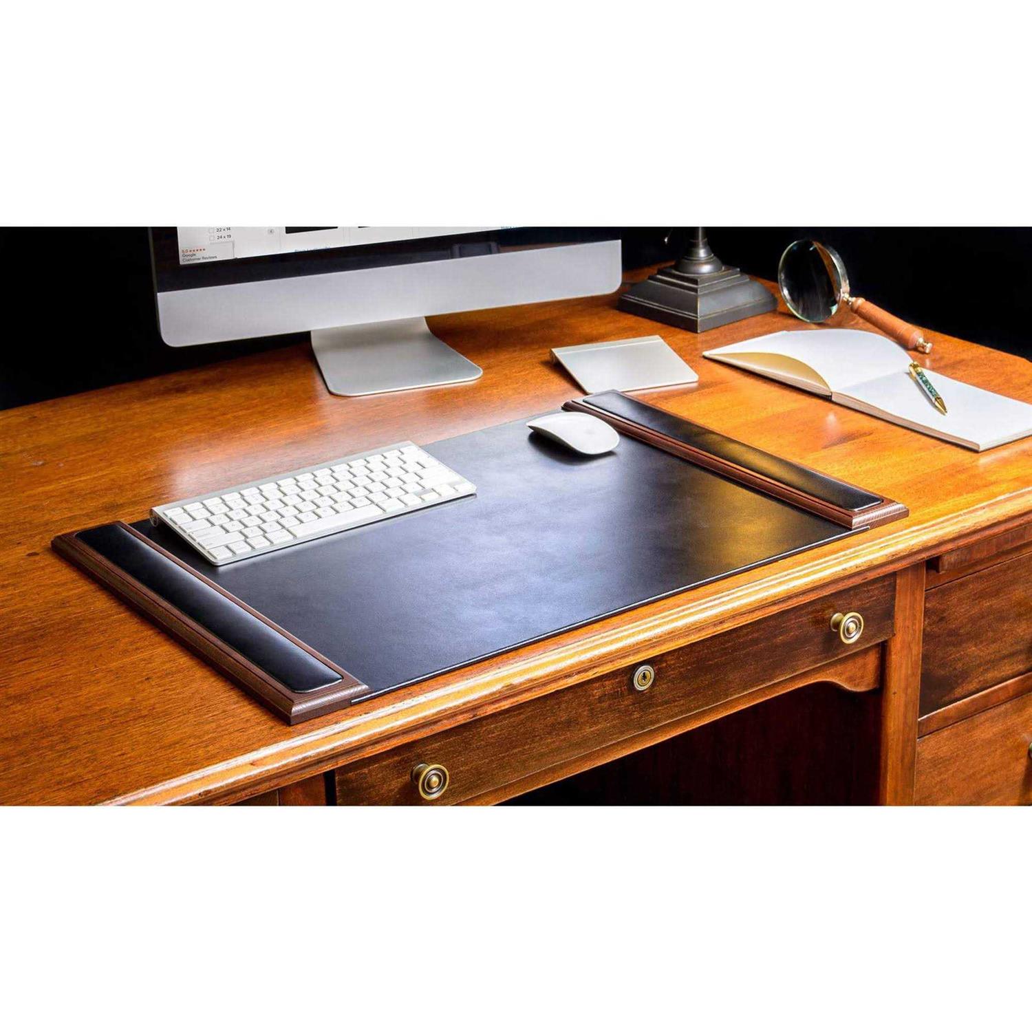 Dacasso Walnut & Leather Side-Rail Desk Pad