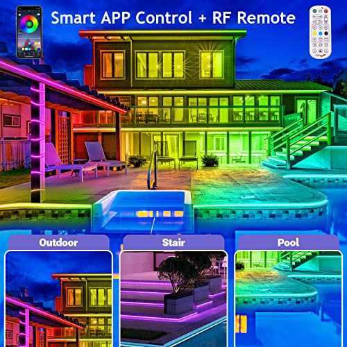 AILBTON outdoor led strip lights waterproof IP68 outside led light strips waterproof with bluetooth app remote,Music Sync RGB