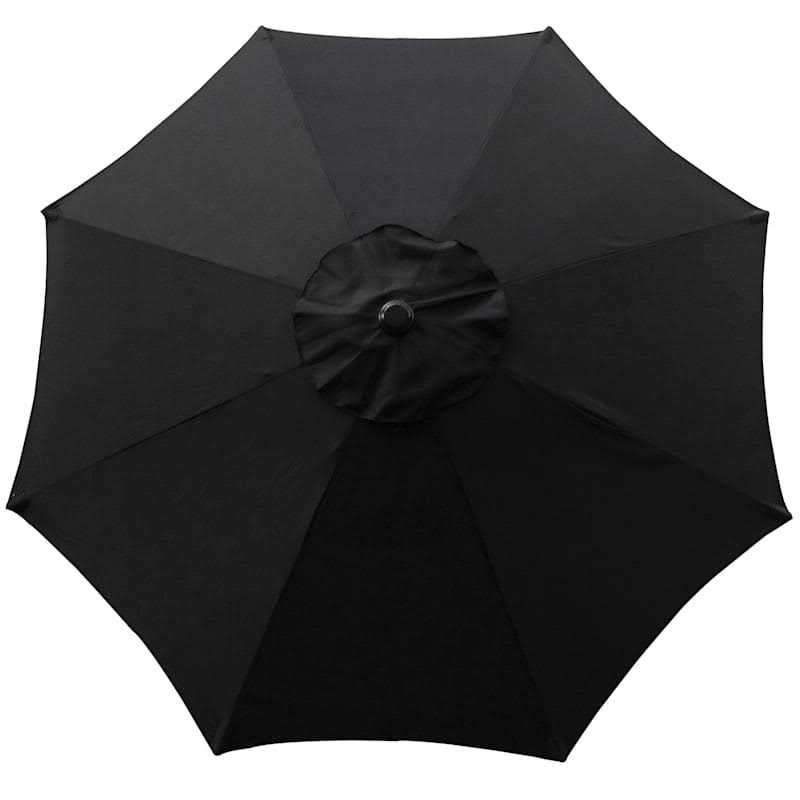 At Home Black Round Outdoor Crank & Tilt Umbrella
