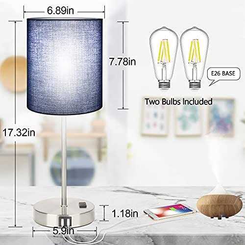 2023 NEW Set of 2 Touch Control Table Lamps with 2 USB & AC Outlet