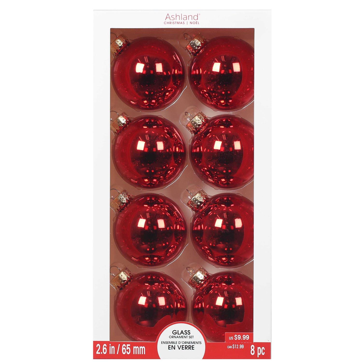 8ct. 2.6 Glass Ball Ornaments by Ashland