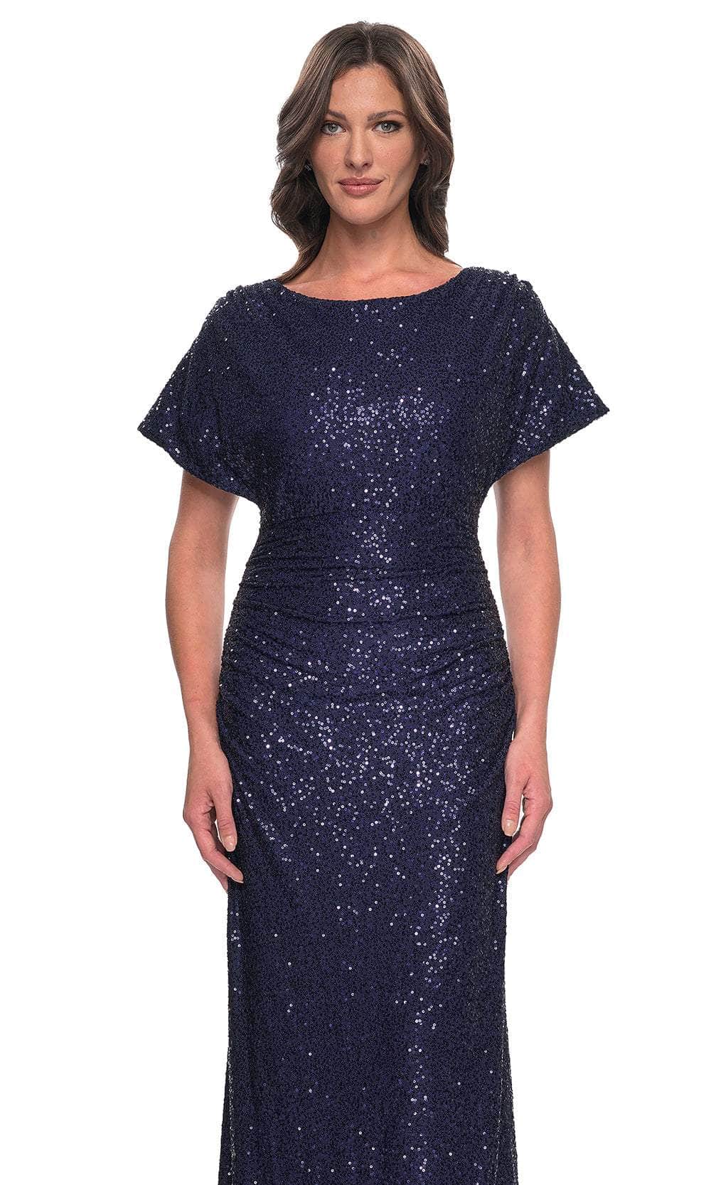Dolman Sleeve Sequin Evening Dress