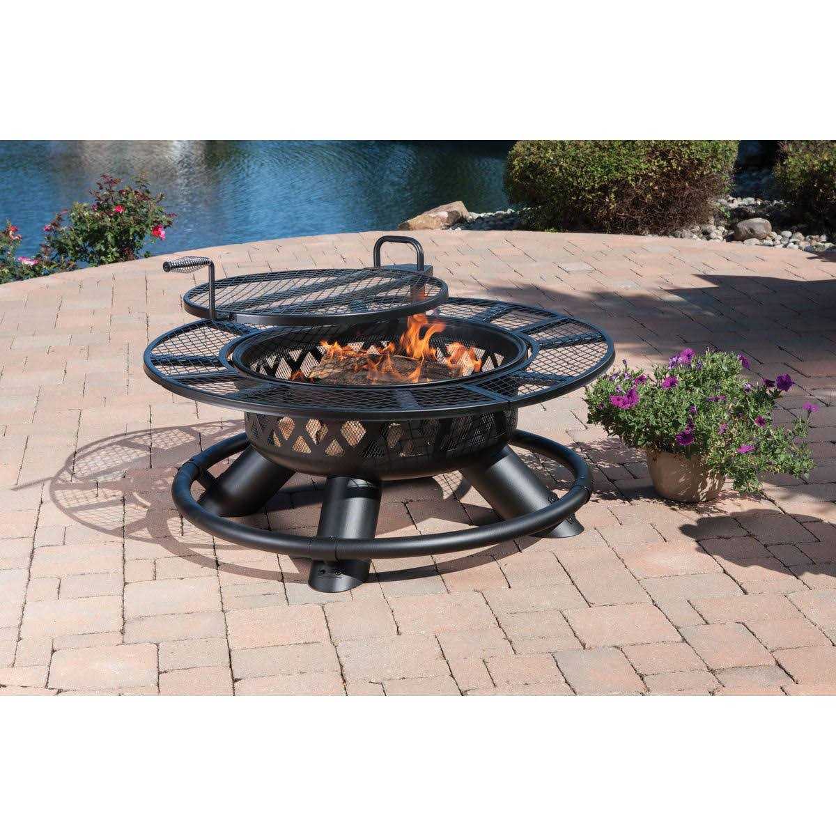 Big Horn 47.24-in W Black Steel Wood-Burning Fire Pit