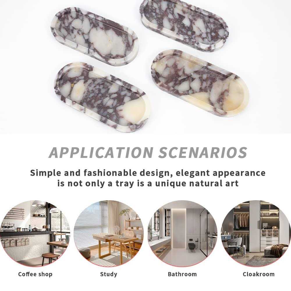 100% Natural Luxury Calaccata Viola Marble Small Hand Towel Tray Holder Organizer for Jewelry